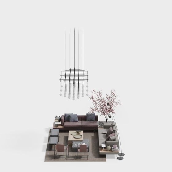 雙人沙發多座沙發現代布料沙發組合