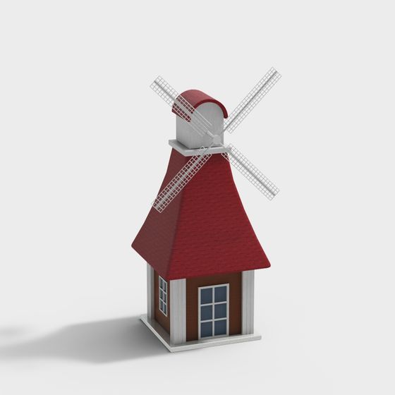 Charming Low-Poly Windmill 3D model