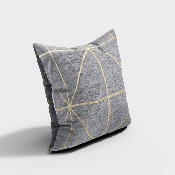 Stylish Geometric Pillow 3D model for Modern Spaces