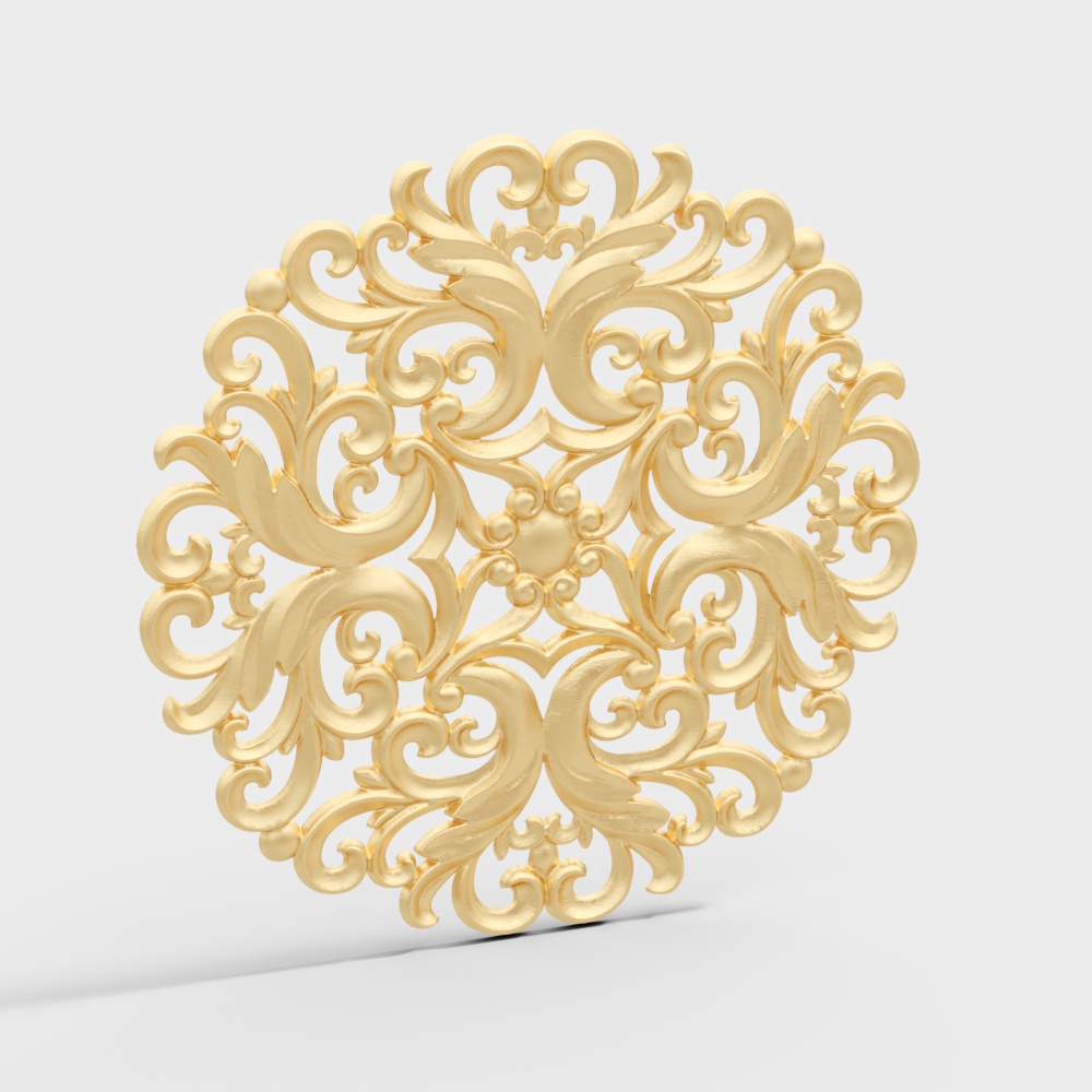 decoration wall carving baroque rococo vintage component gold yellow