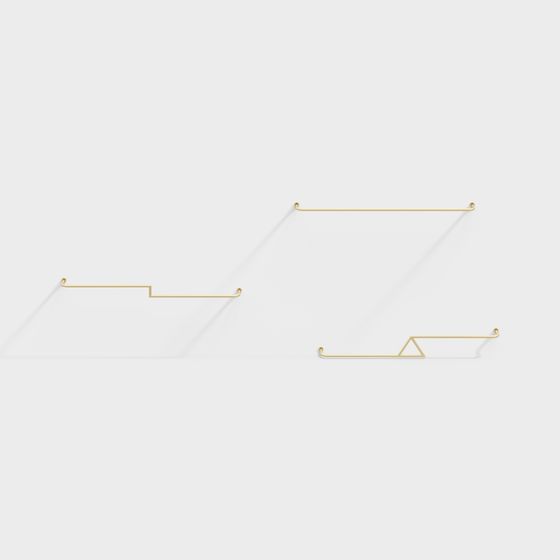 Abstract Line Rack 3D Model – Minimalist Golden Metal