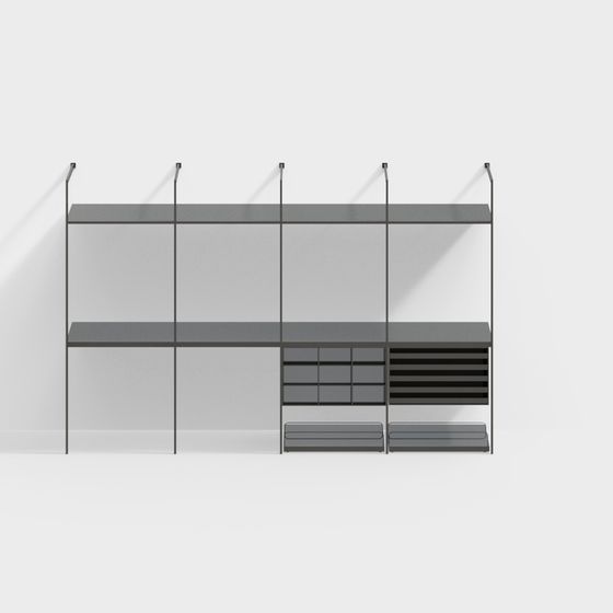 Urban Edge Shelf 3D Model - Low-Poly High-Detail Design
