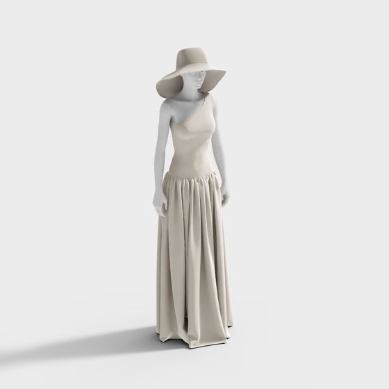 Elegant Lady in Gray 3D model