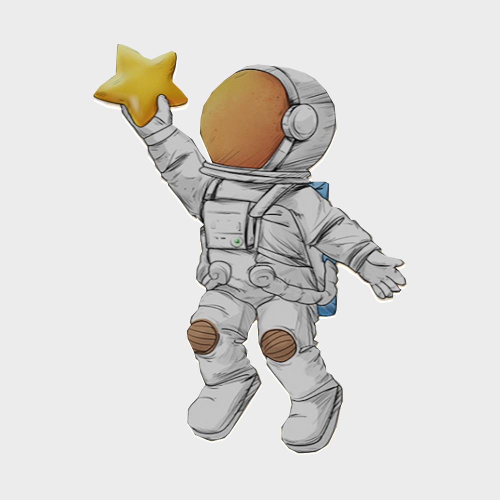 Brave Astronaut Touching a Twinkling Star 3D model