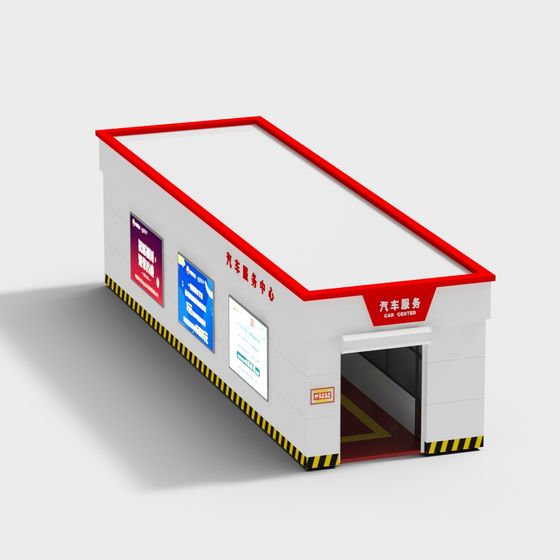 Stylish Low-Polygon Car Service Center 3D Model