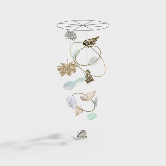 Artistic Low-Poly Leaf Wind Chime 3D model