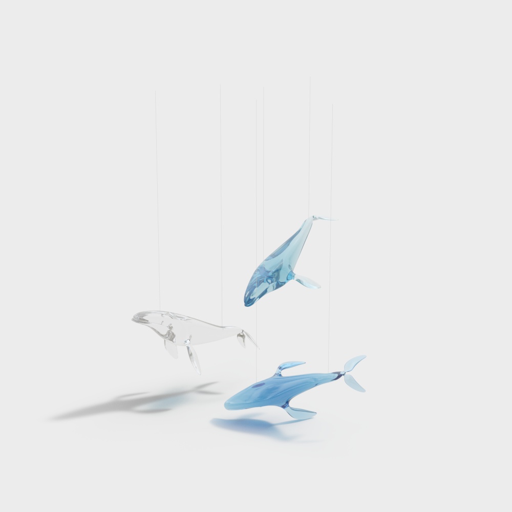 Whale Family 3D Model for Underwater Exploration