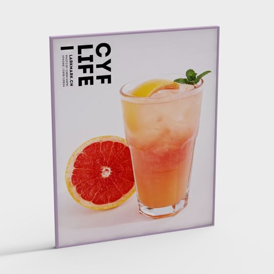 Refreshing Low-Poly Grapefruit Juice 3D model