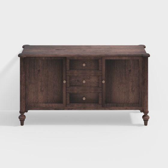 Vintage-Inspired TV Cabinet 3D model for Stylish Interiors