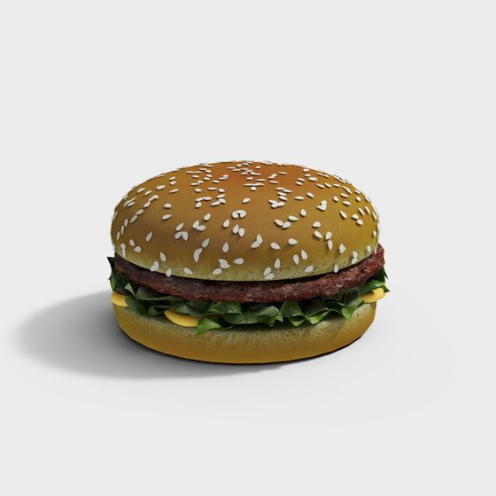Delicious Low-Polygon Hamburger 3D model