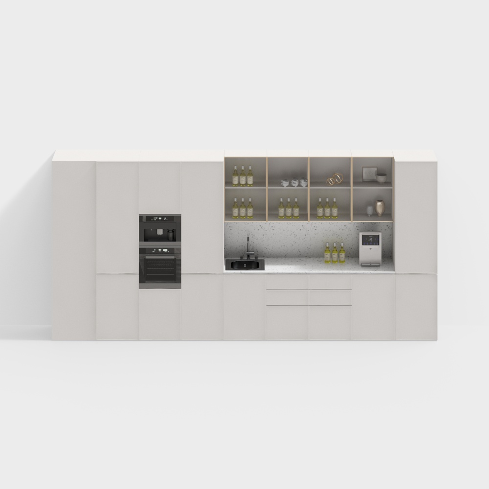 Elegant Minimalist Kitchen Cabinet 3D model