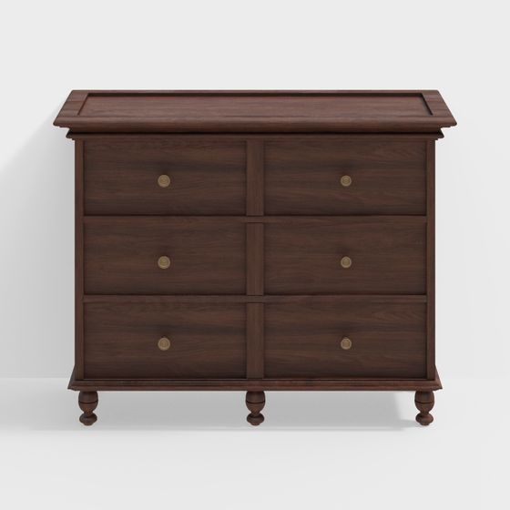 Classic Vintage Four-Drawer Cabinet 3D model