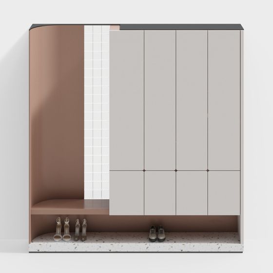 Elegant Minimalist Shoe Cabinet 3D model