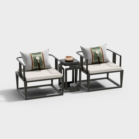 Stylish Low-Poly Furniture Set 3D model