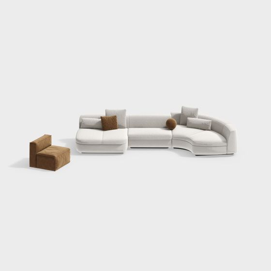 Sophisticated White Sofa 3D model for Stylish Spaces