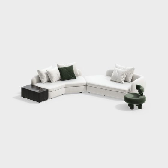 Stylish Minimalist Sofa 3D model for Contemporary Spaces
