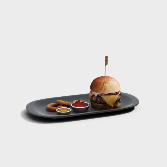 Delicious Low-Poly Burger 3D model Set