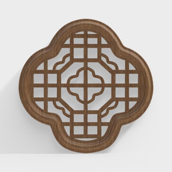 Cloud Pattern Wooden Window 3D model