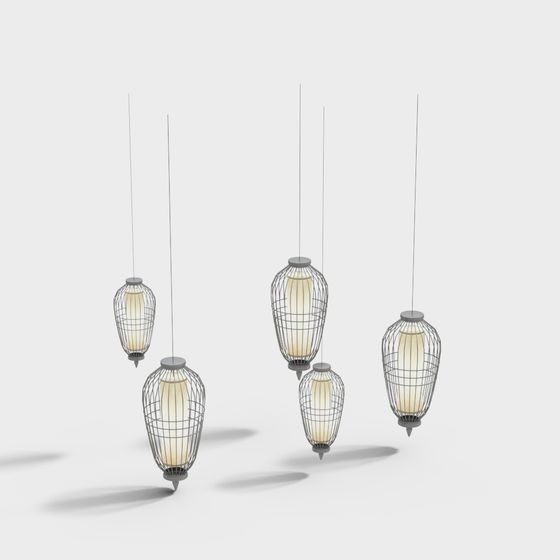 Urban Glow 3D Model: Elegant Pendant Lights