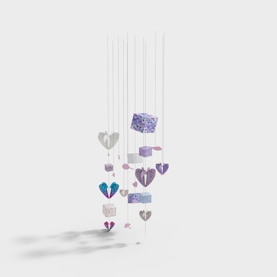 Hanging Heart and Cube 3D model