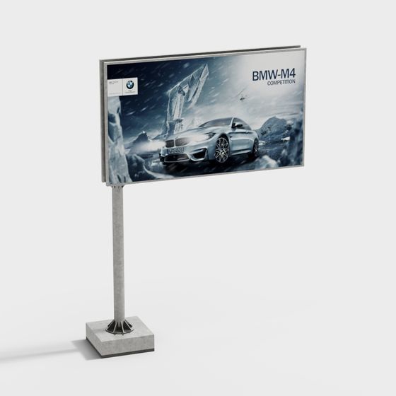 BMW M4 in Snow Scene 3D model