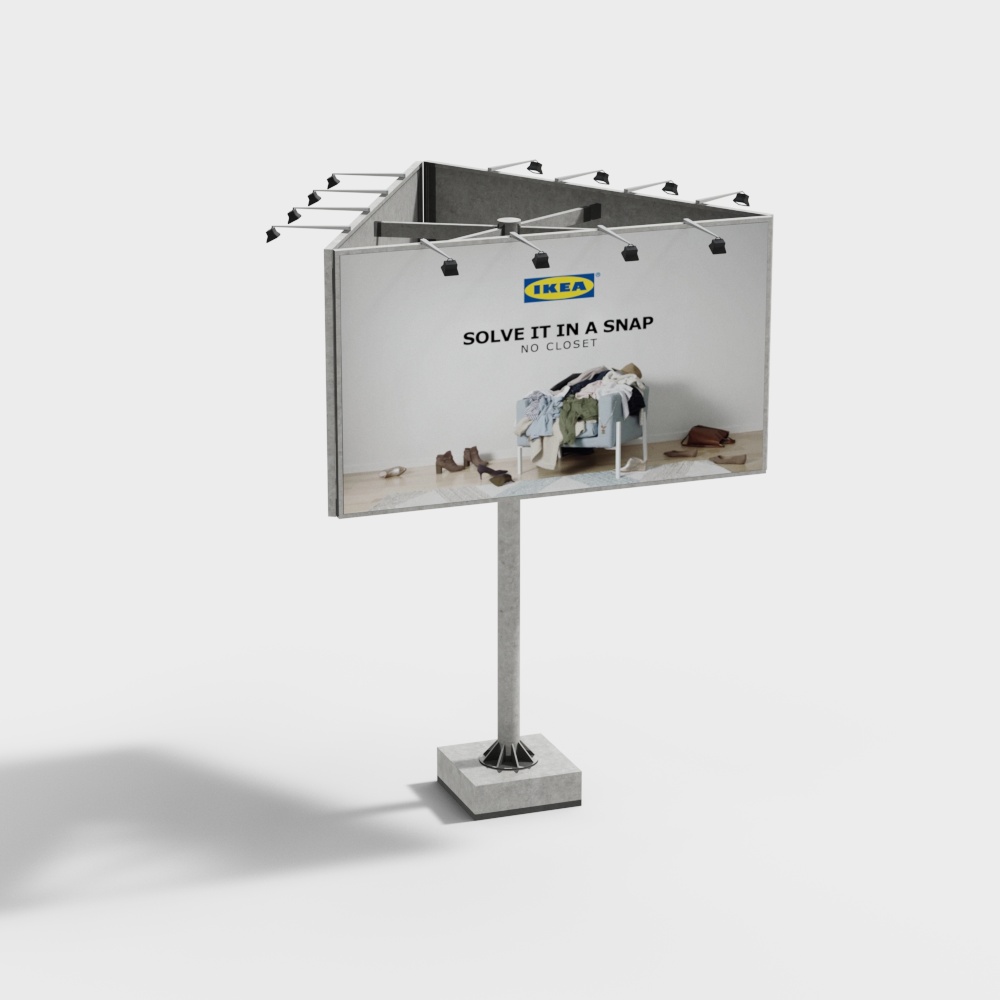 Large single column three-sided billboard on highway