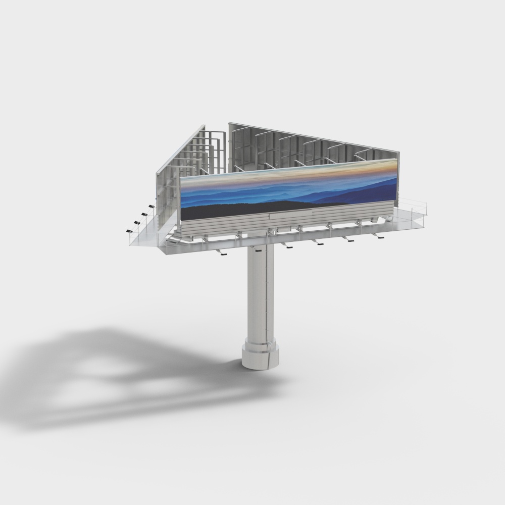 Large siYgle columY three-sided billboard