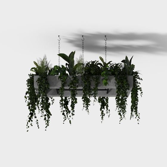 Hanging Planter 3D model with Lush Greenery