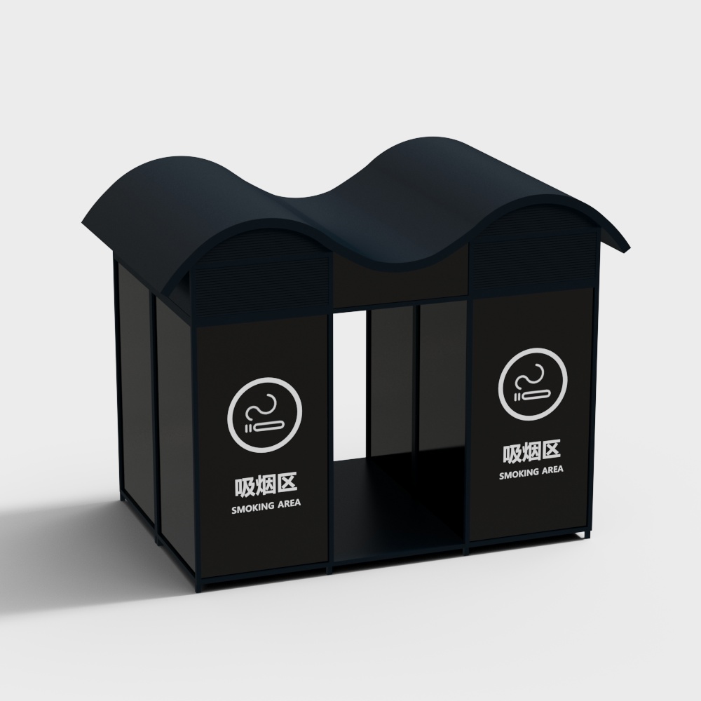 Stylish Smoking Area 3D model for Urban Spaces