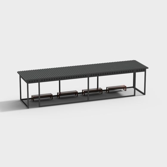 Urban Bus Stop 3D model: Low-Poly & High-Detail