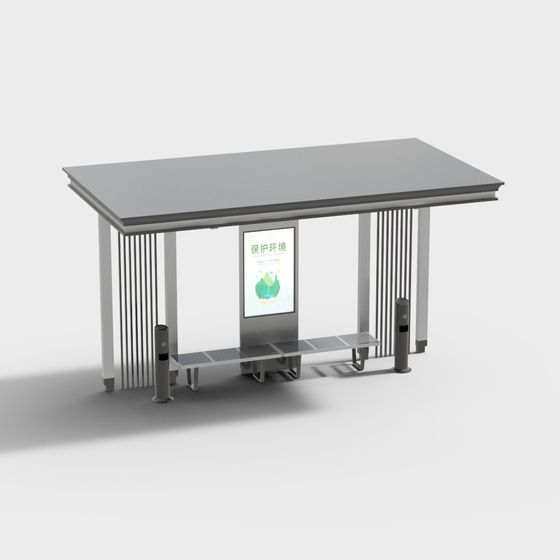 Realistic Bus Stop 3D model for Urban Spaces