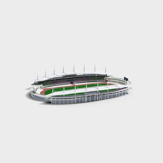 Modern 3D Stadium Model with Low Poly and High Detail