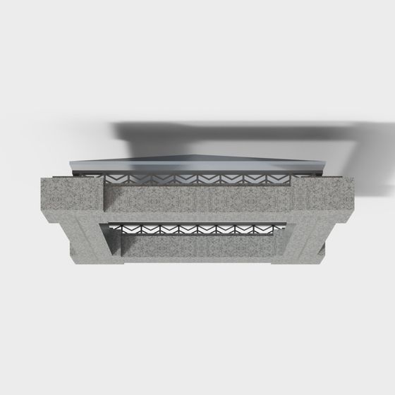 Modern Low Poly Concrete and Metal Design 3D model