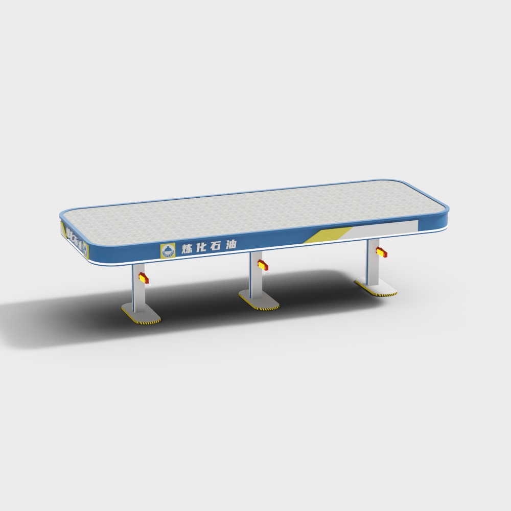 Low-Poly Gas Station Platform 3D model