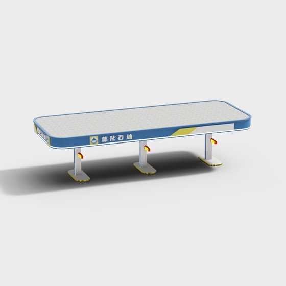 Low-Poly Gas Station Platform 3D model