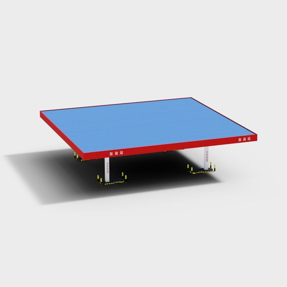 Modern Low-Poly Gas Station 3D model