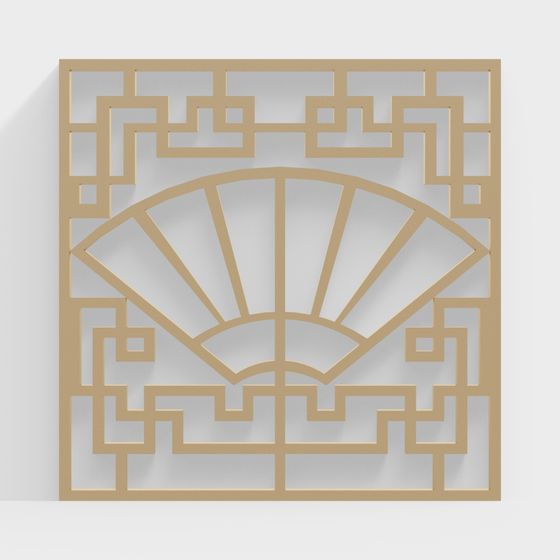 Artistic Fan-Shaped Geometric Window 3D model