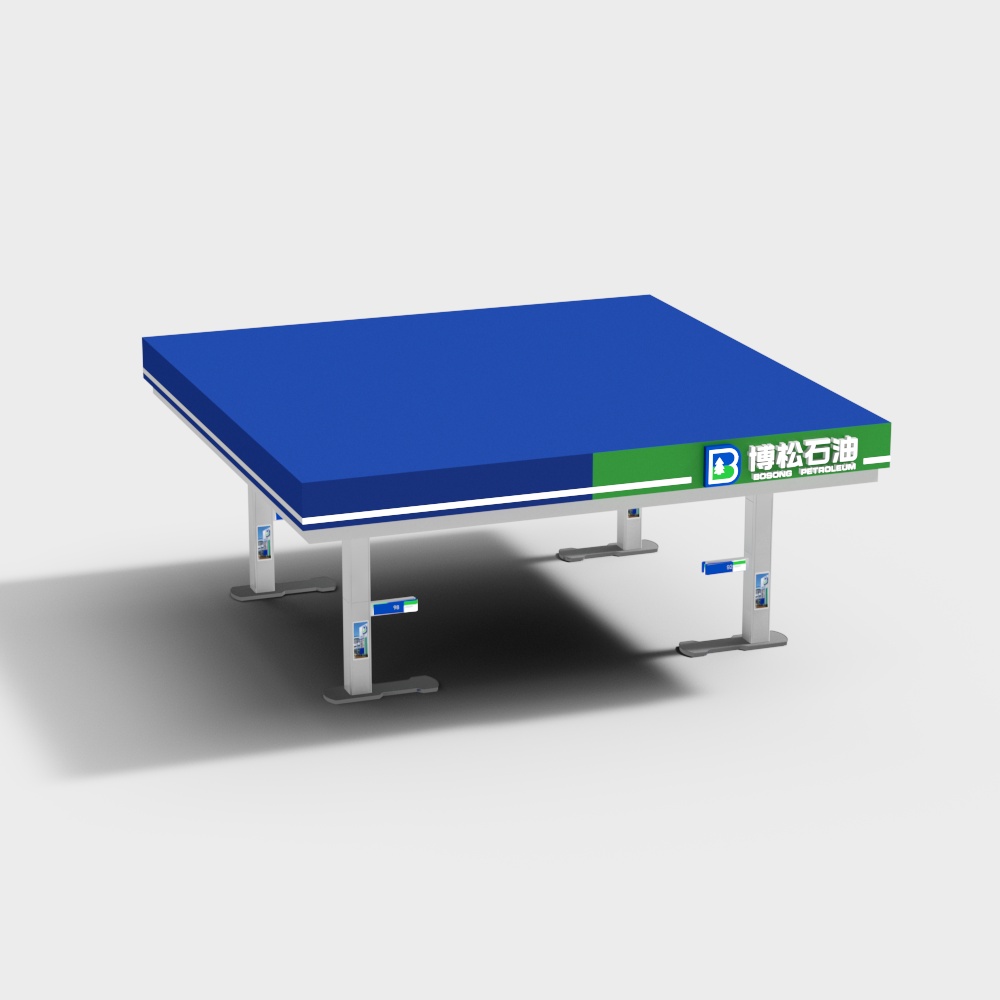 Low-Poly Gas Station Pavilion 3D model