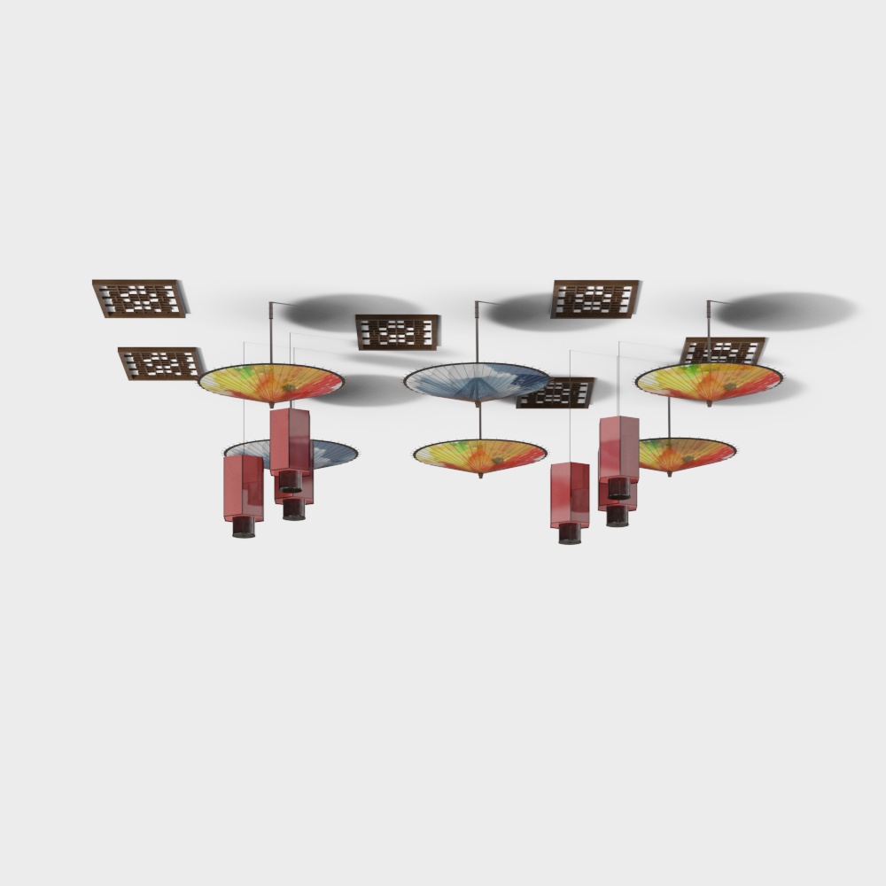 レストラン 油紙傘ランタン天井