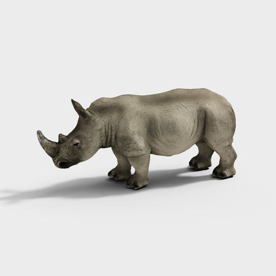 Lifelike Low-Poly Rhino 3D Model for Creative Projects