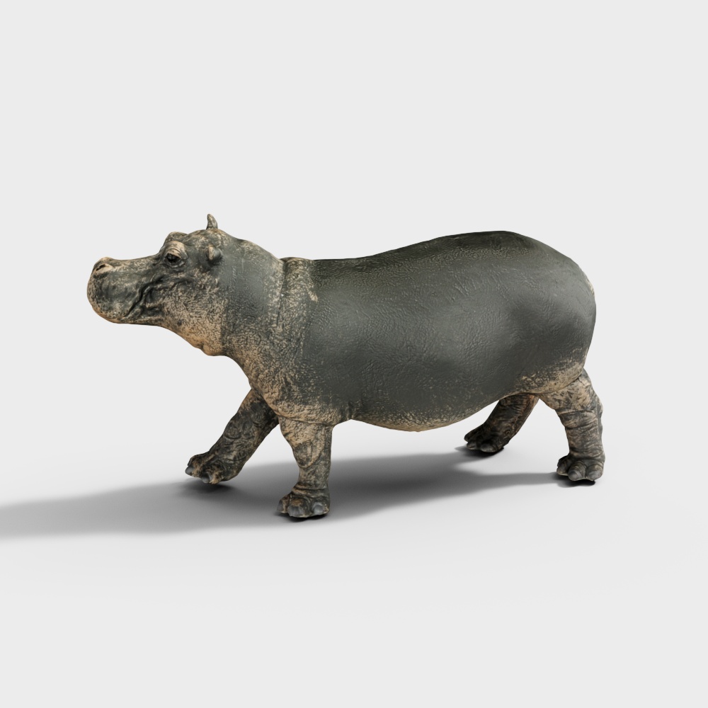 Realistic Low-Poly Hippo 3D model for Creative Projects