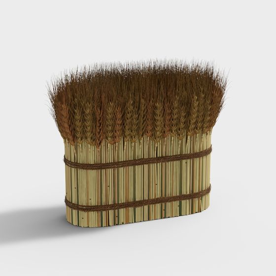 Low-Poly High-Detail Straw Bundle 3D model