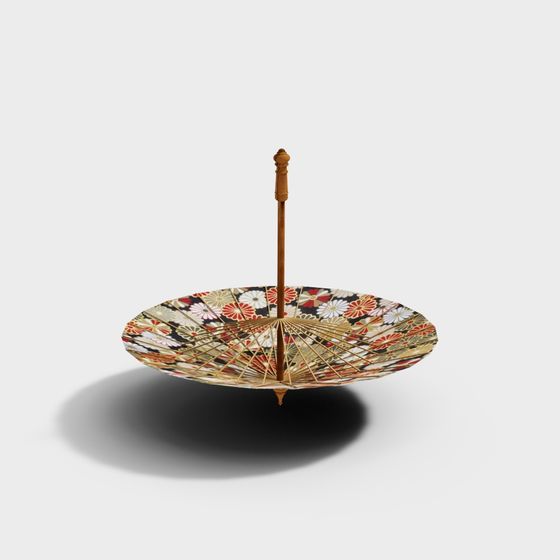 Japanese Wind Paper Umbrella 3D model