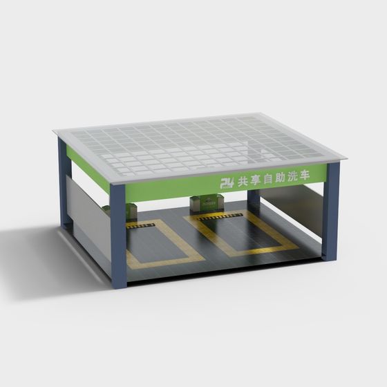 Low-Poly Self-Service Car Wash 3D Model