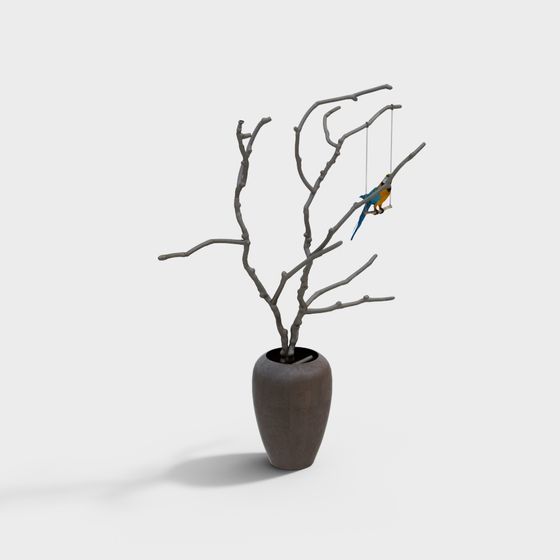 Branch and Parrot 3D model