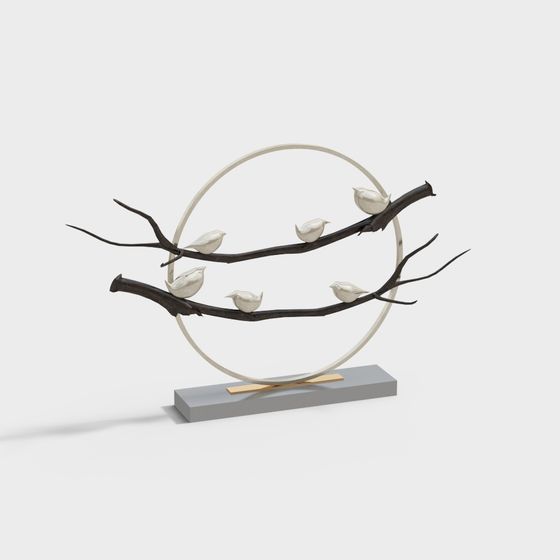 Elegant Birds on a Branch 3D model for Various Designs