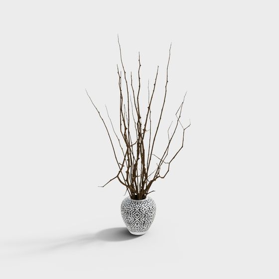 Low-Poly Dry Branch Vase 3D model