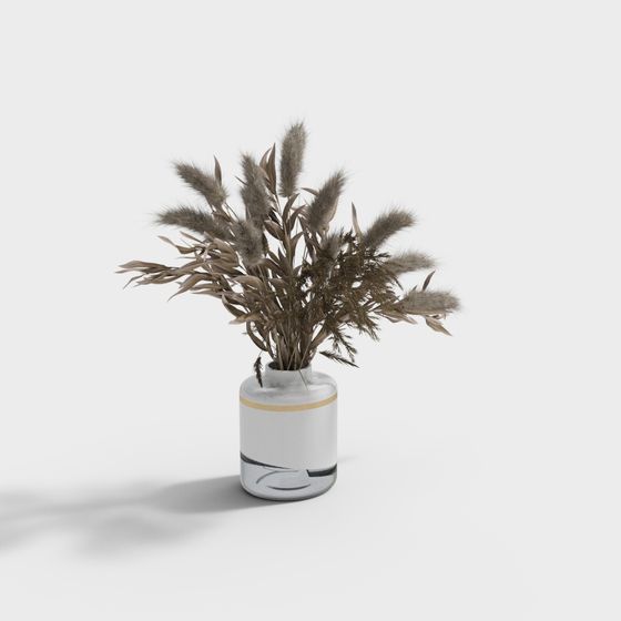 Stylish Dried Flower Vase 3D Model