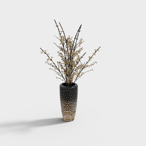 Stylish Winter Vase 3D model for Creative Projects