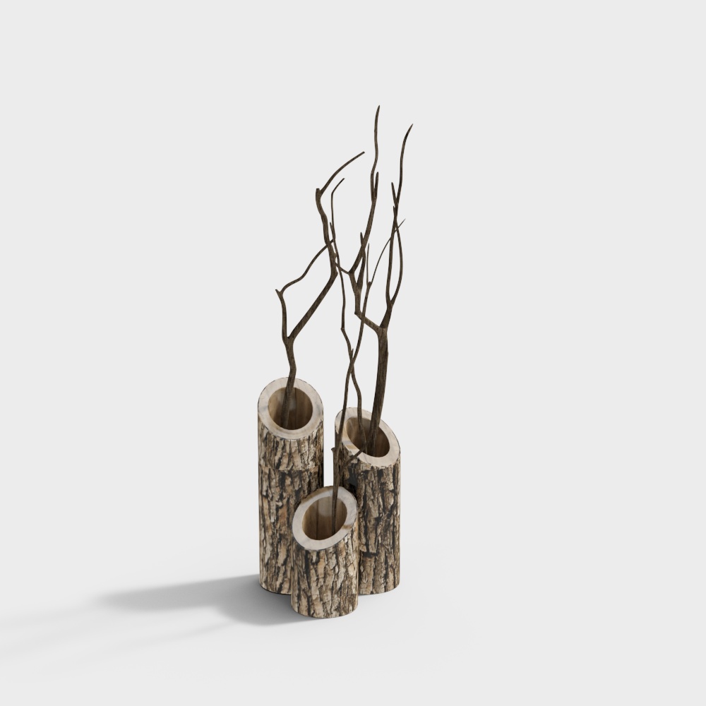 Forest Light Low Poly Wooden Vase 3D model